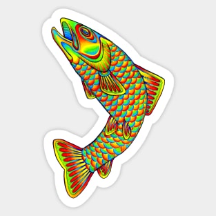 Psychedelic Rainbow Trout Fish Sticker